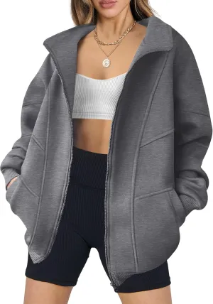ANRABESS Women's Oversized Full Zip Up Sweatshirts Jacket 2025 Fall Fleece Long Sleeve Hoodies Outfit