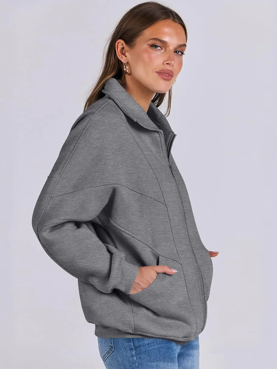 ANRABESS Women's Oversized Full Zip Up Sweatshirts Jacket 2025 Fall Fleece Long Sleeve Hoodies Outfit