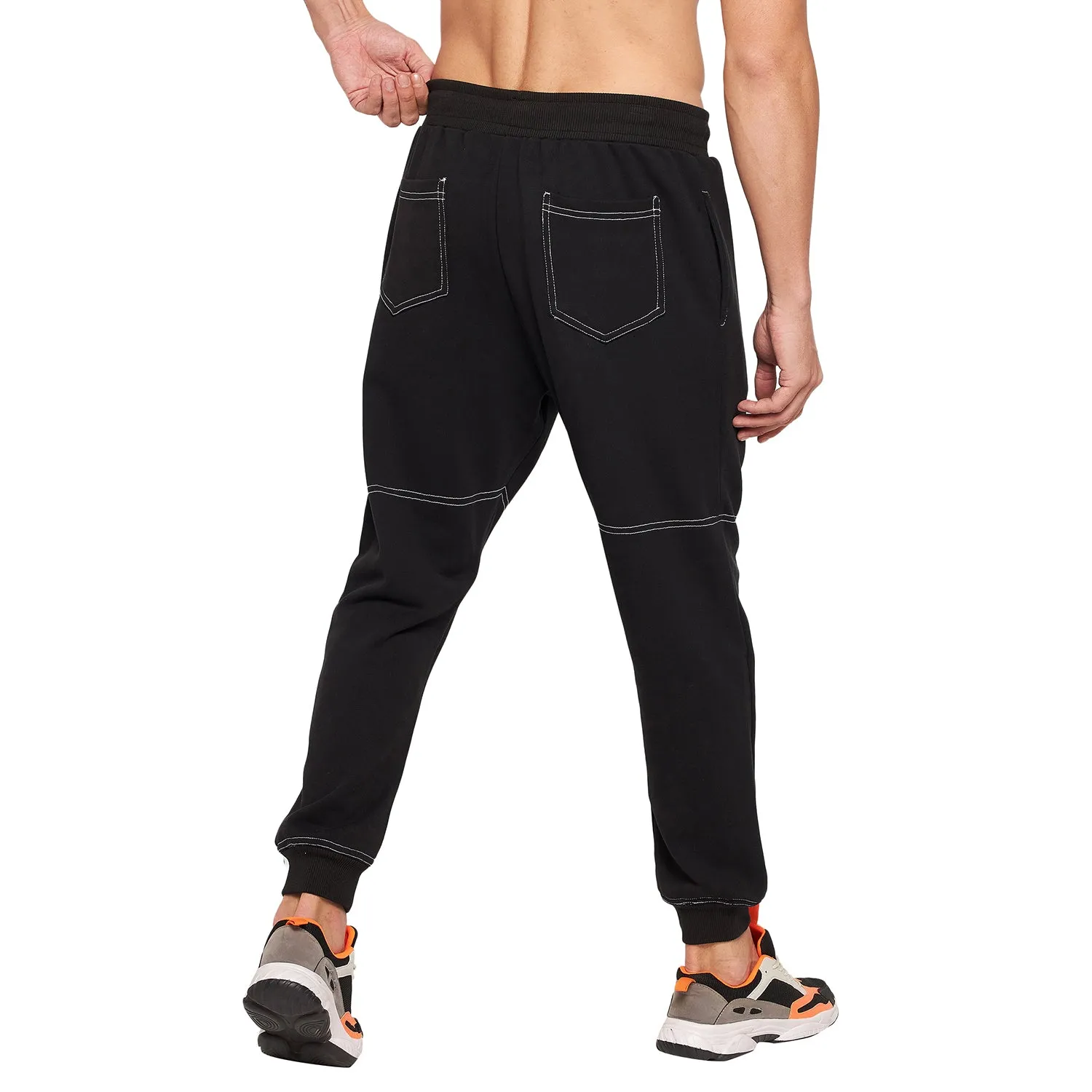 Black Oversized Contrast Stitch Trackpants