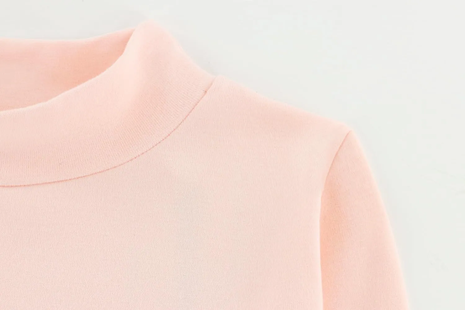 Boys Girls Turtleneck Long Sleeve Soft Cotton Mock Neck Shirt Solid Color Basic Tee Tops, Size 2T-12 Years