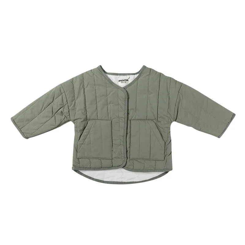 Cotton Quilt Coat/Jacket- Thyme/Stone
