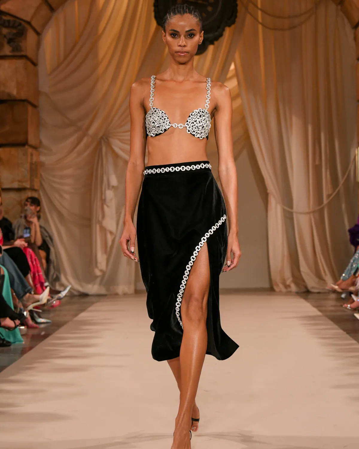 Crystal Chain Midi Skirt