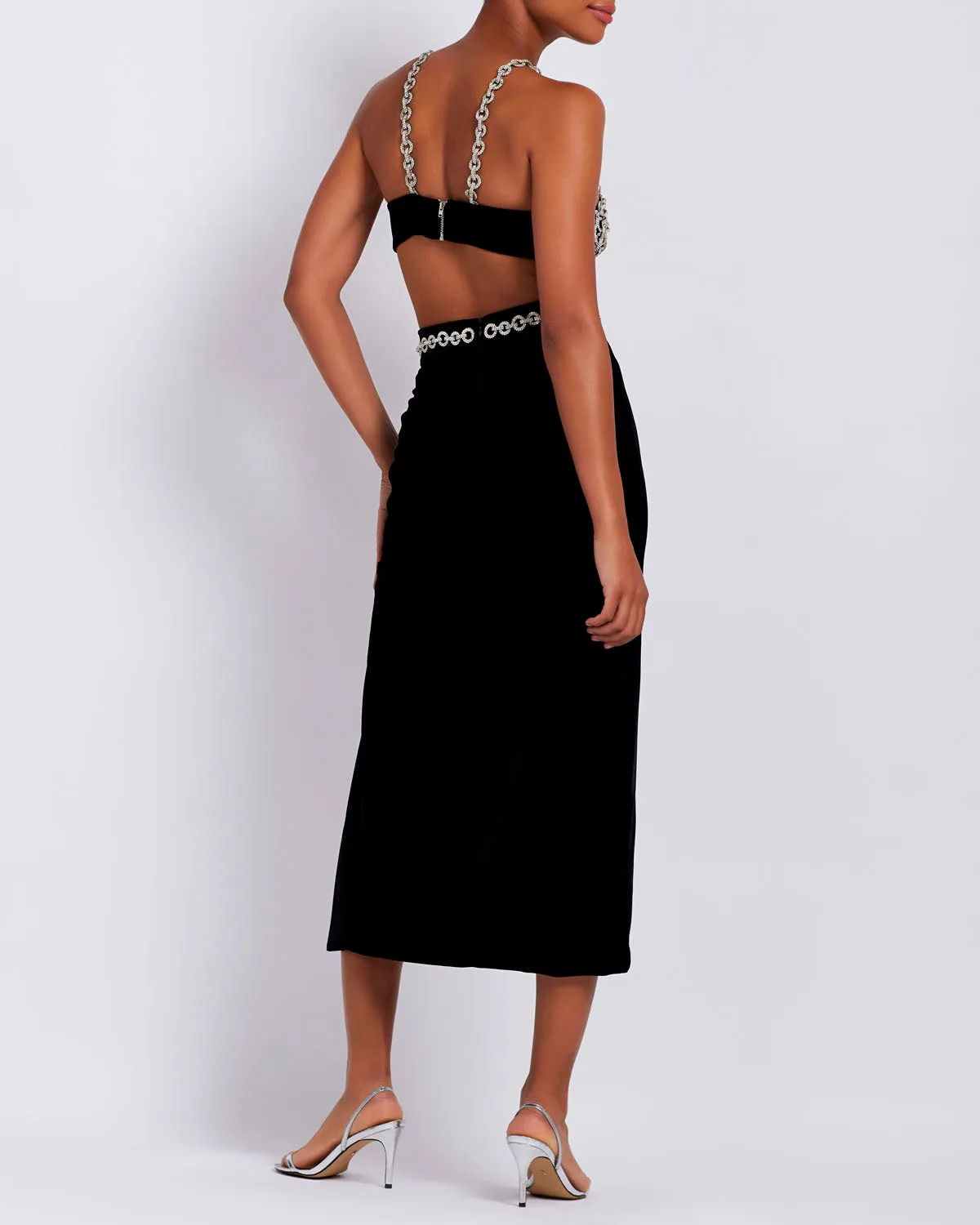 Crystal Chain Midi Skirt