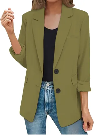 Fall Blazers for Women 2024 Business Casual Long Sleeve Dressy Open Front Coats Work Office Oversized Suit Jackets