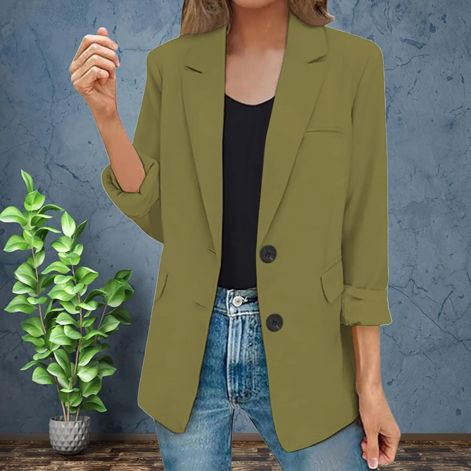 Fall Blazers for Women 2024 Business Casual Long Sleeve Dressy Open Front Coats Work Office Oversized Suit Jackets