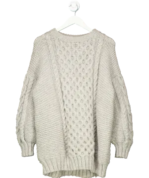I Love Mr. Mittens Hand Made Grey Chunky Cable Knit Sweater UK M/L