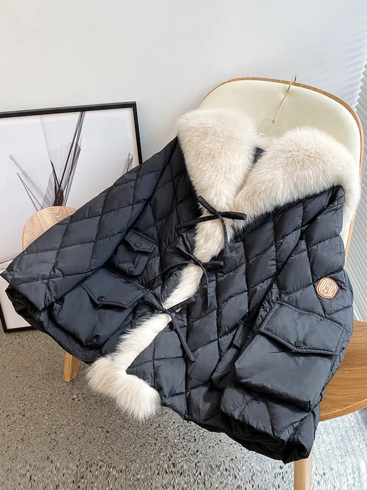 Janveny Down Jacket Women's Winter Large Real Fur Collar