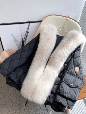 Janveny Down Jacket Women's Winter Large Real Fur Collar