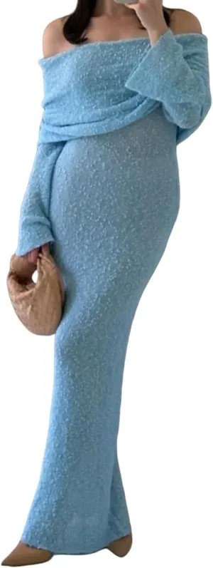 NRTHYE Women's Knit Off Shoulder Crochet Maxi Dress Sexy Mesh Long Sleeve Bodycon Vacation Party Dresses