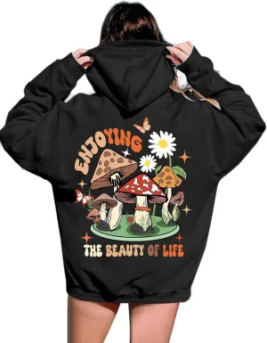 Remidoo Womens Oversized Graphic Hooded Long Sleeve Pullover Sweatshirts With Pocket