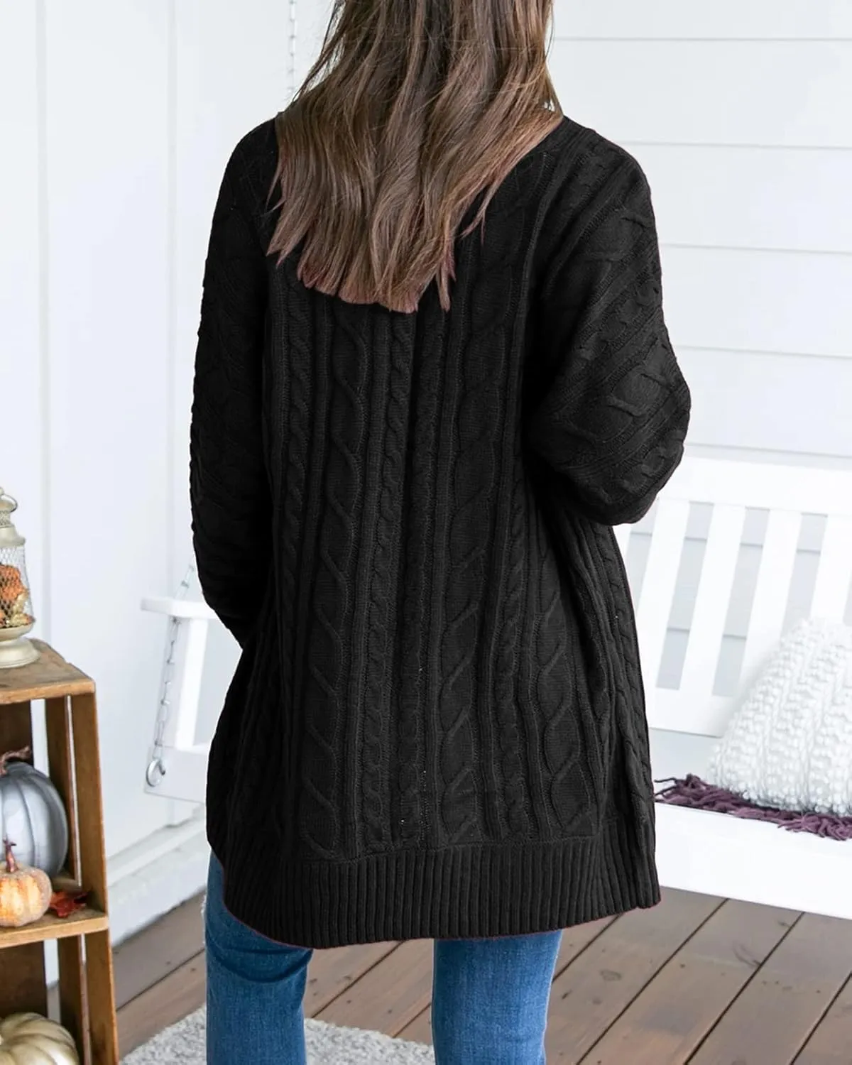 Saodimallsu Womens Loose Open Front Cardigan Long Sleeve Casual Lightweight Soft Knit Sweaters Coat with Pockets