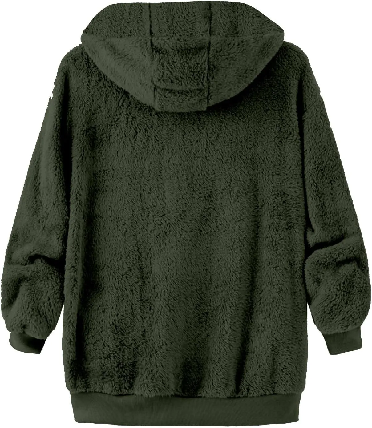 Sherpa Fleece Jacket For Women Full Zip Oversized Long Sleeve Hooded Fuzzy Cardigan Coat Fashion Winter Outwear