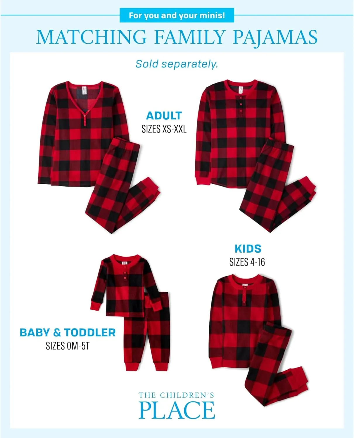 The Children's Place Baby Toddler 2 Piece Family Matching, Thermal Pajamas Sets