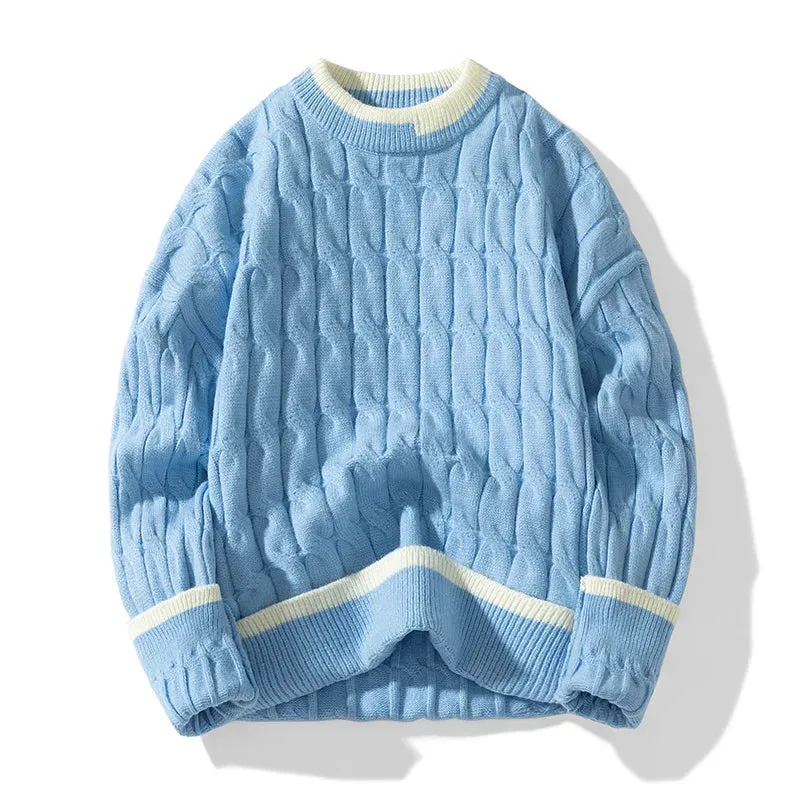 Wiaofellas  -  Autumn Winter Men's Sweater Warm Knit Pullovers Fashion Loose Knitted Sweaters Men Youthful Vitality Patchwork Casual Pullovers