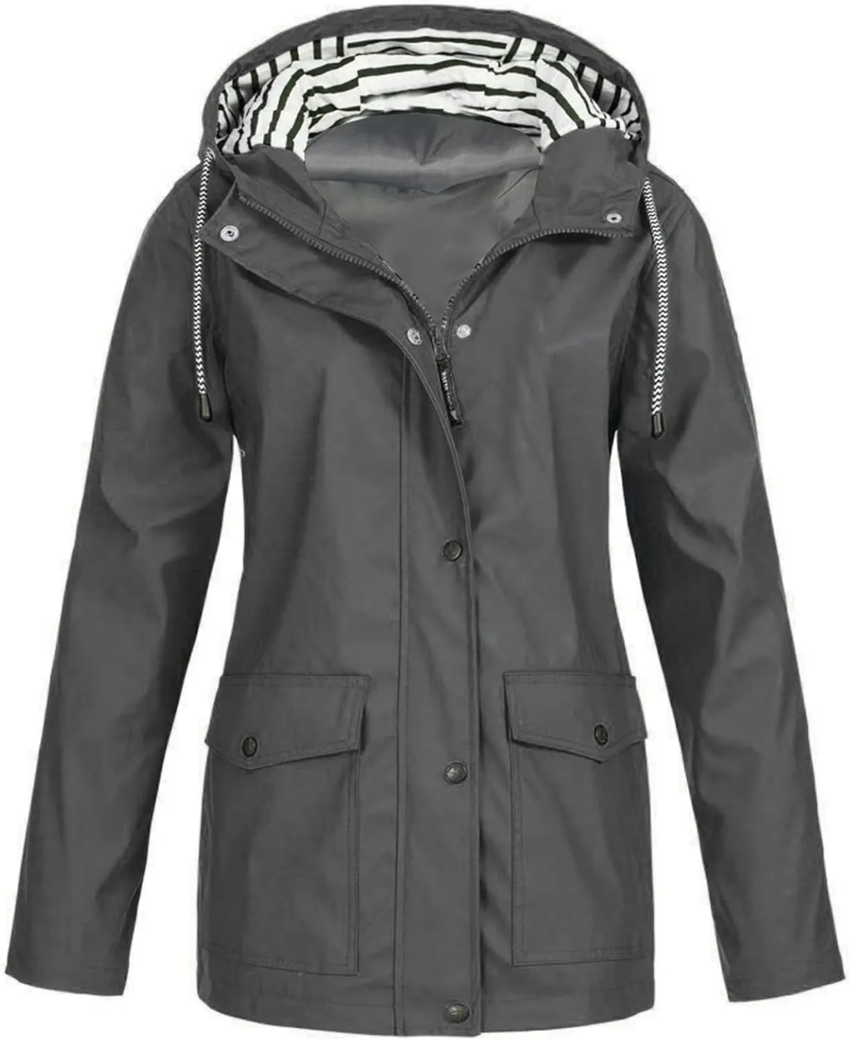 Women Waterproof Rain Jackets Hooded Windbreaker Ladies Lightweight Raincoat Zip Up Hoodies with Pockets