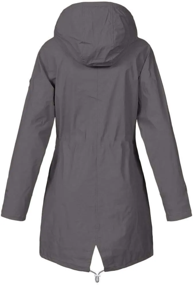 Womens Graceful Zipper Thick Overcoat Long Sleeve Hooded Fleece Coat Warm Casual Soft Raincoat Outdoor Winter Outfits
