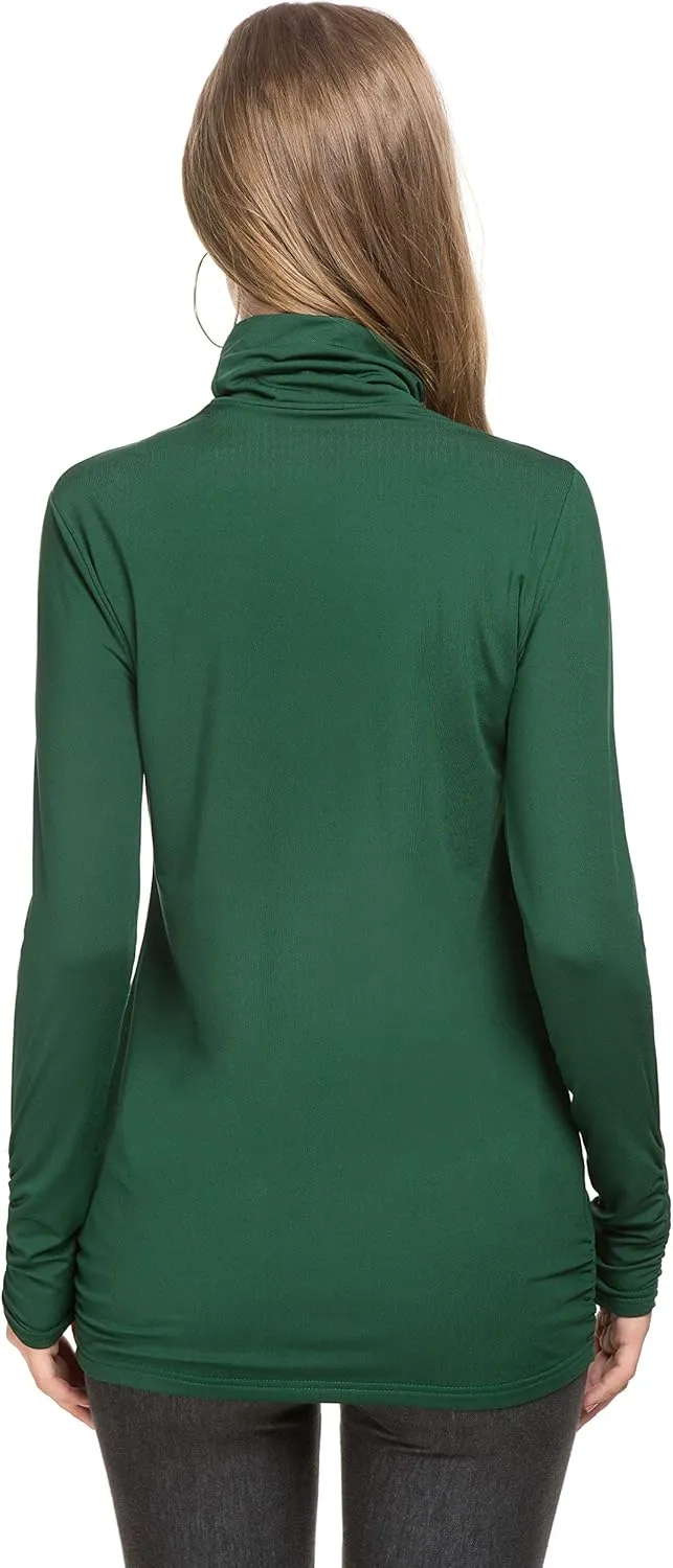 Womens Mock Turtleneck Tops Long Sleeve Fleece Lined Lightweight Thermal Base Layer